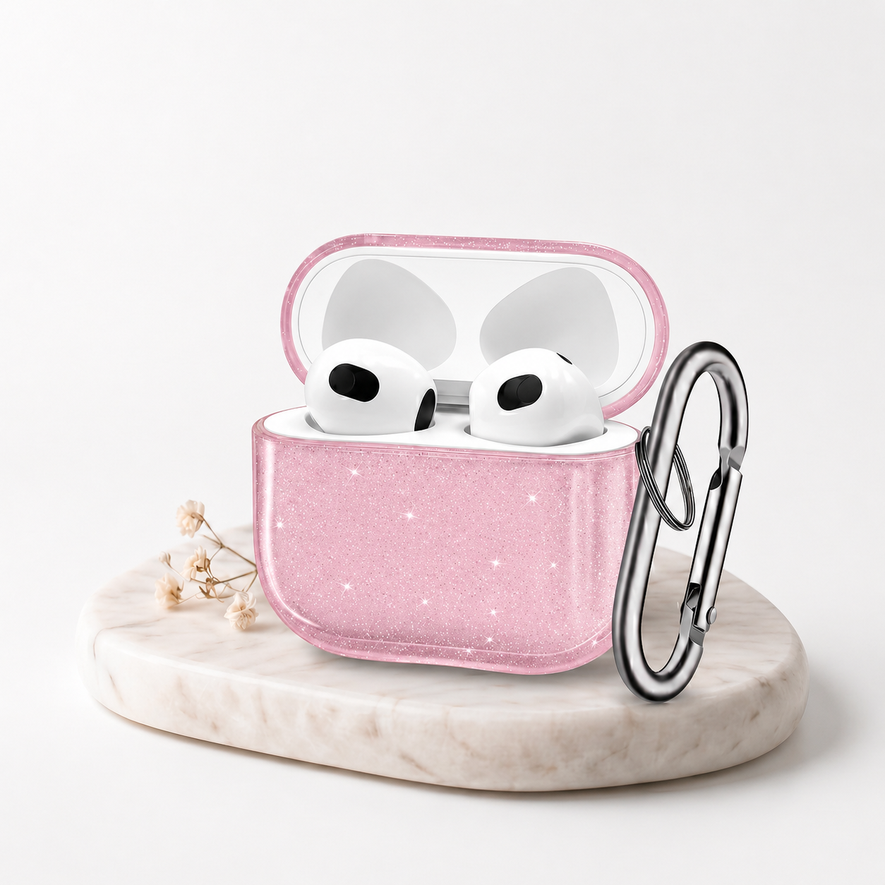 Funda para AirPods Pro 2 Rosa Brillosa con Gancho