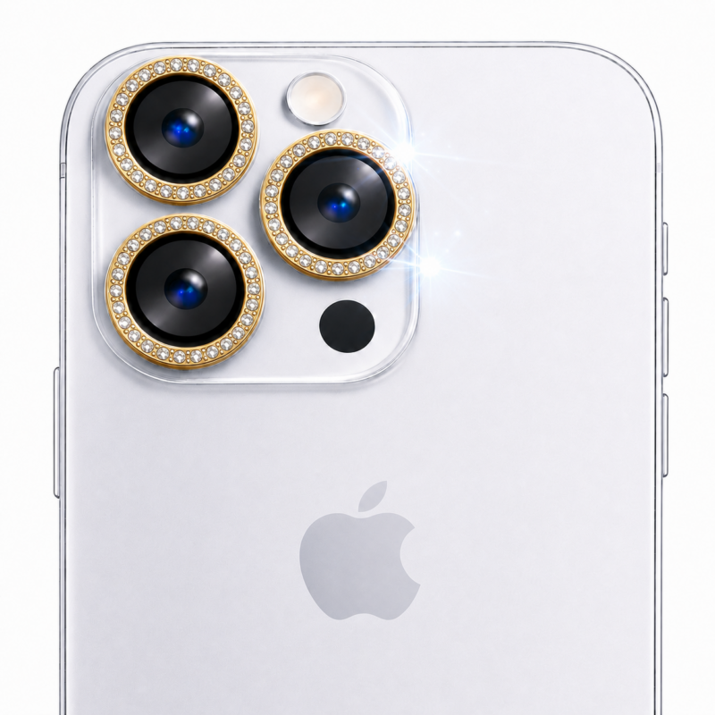 Protector de Cámara Strass Dorado para iPhone
